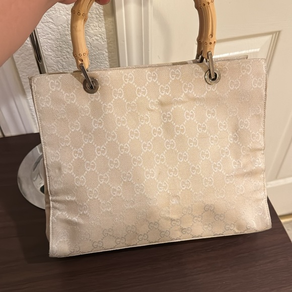 Gucci Monogram Handbag with Bamboo Handles - Picture 5 of 11